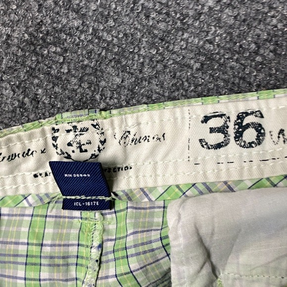 Izod Cargo‎ Shorts Men's Size 36 100% Cotton Plaid Green Adults - Picture 9 of 9